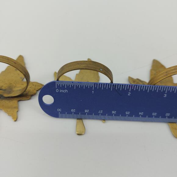 Thanksgiving Fall Leaves Napkin Rings Dining Gold Tone Lot 3 - Picture 9 of 12